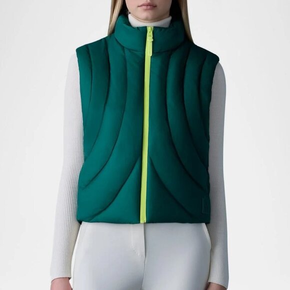 NWT Mackage Women's Adana Quilted Down Vest Emerald Green Small S - Picture 1 of 12
